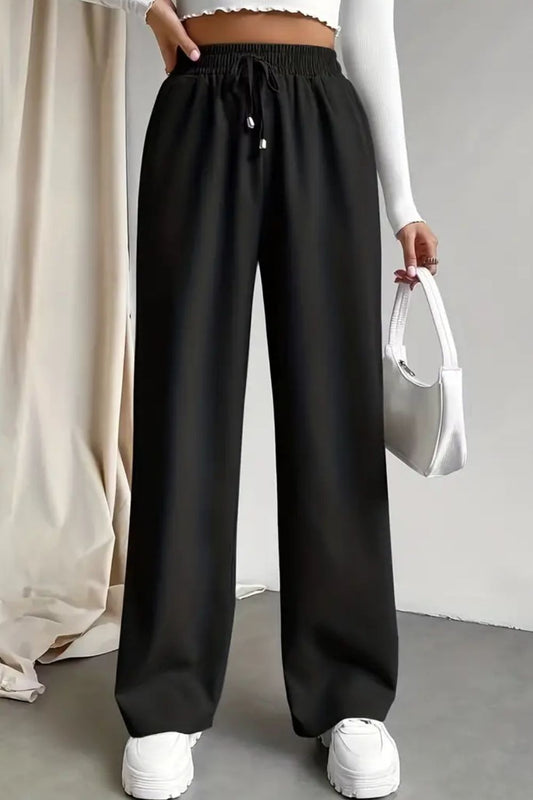 Tied Straight Leg Pants with Pockets