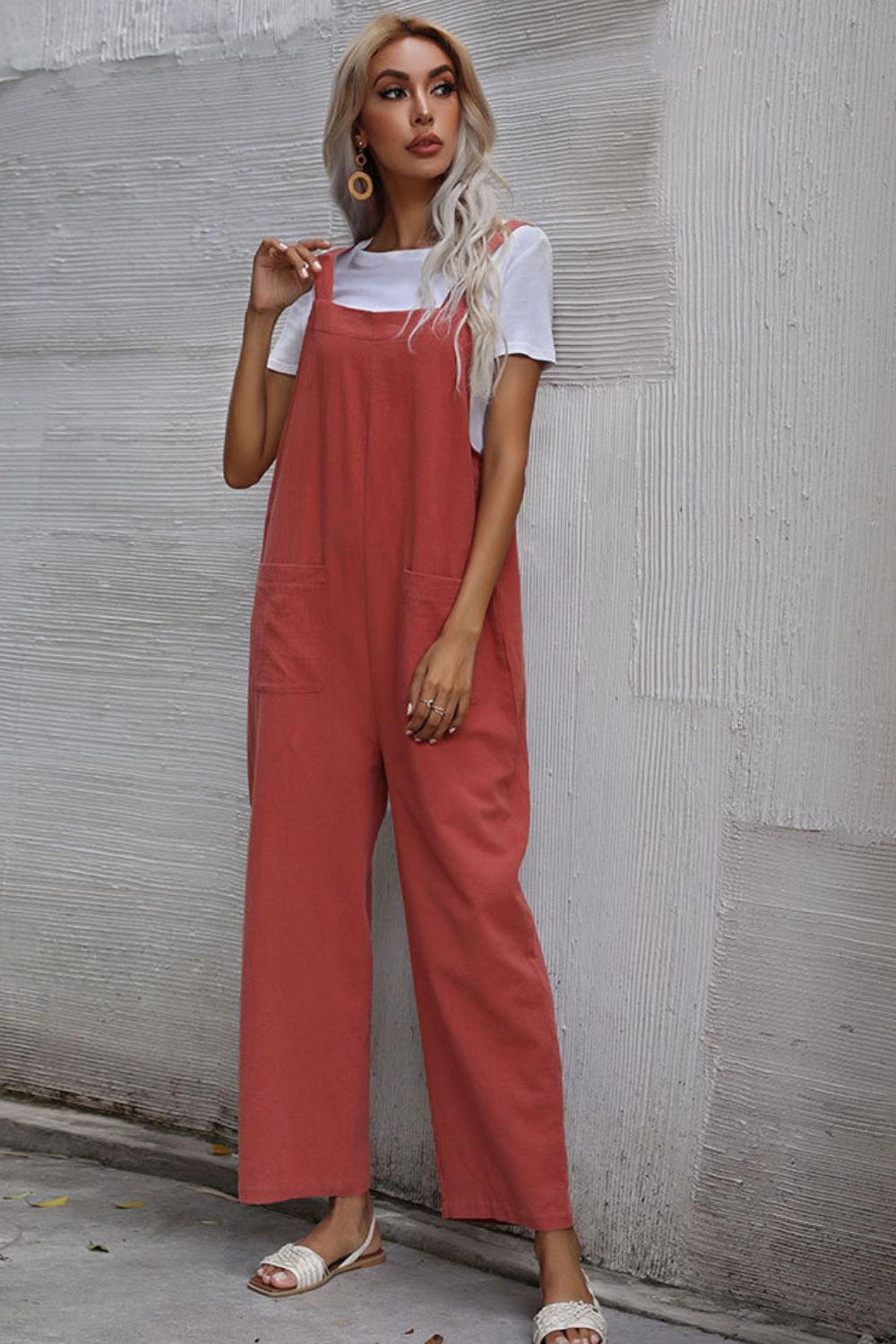 Wide Leg Overalls with Front Pockets