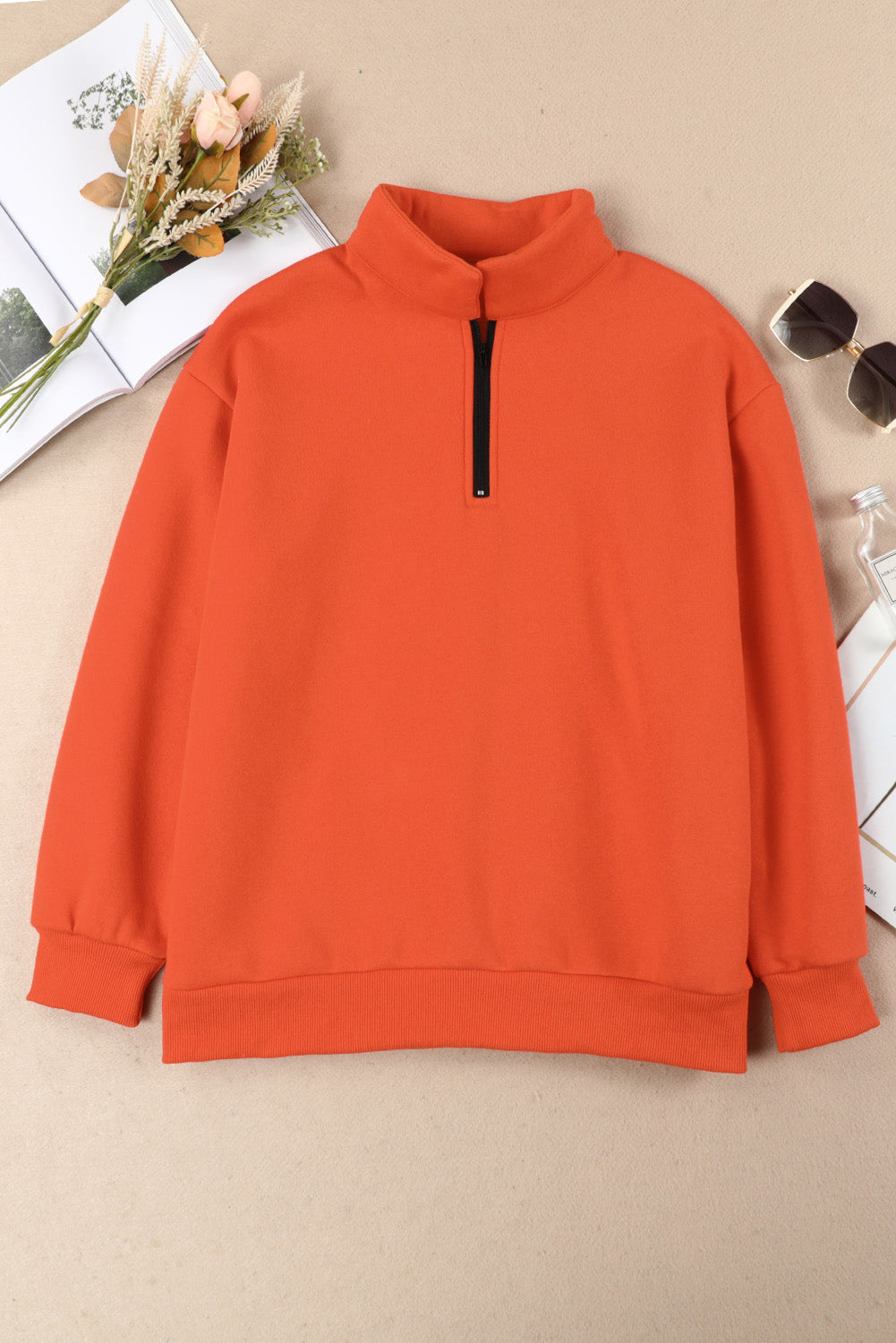 Quarter Zip Dropped Shoulder Sweatshirt